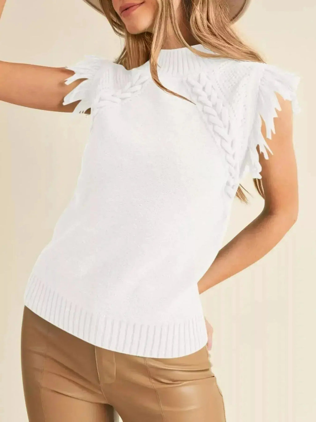 Braided Trim Fringe Sweater Top - DaisyDrop 