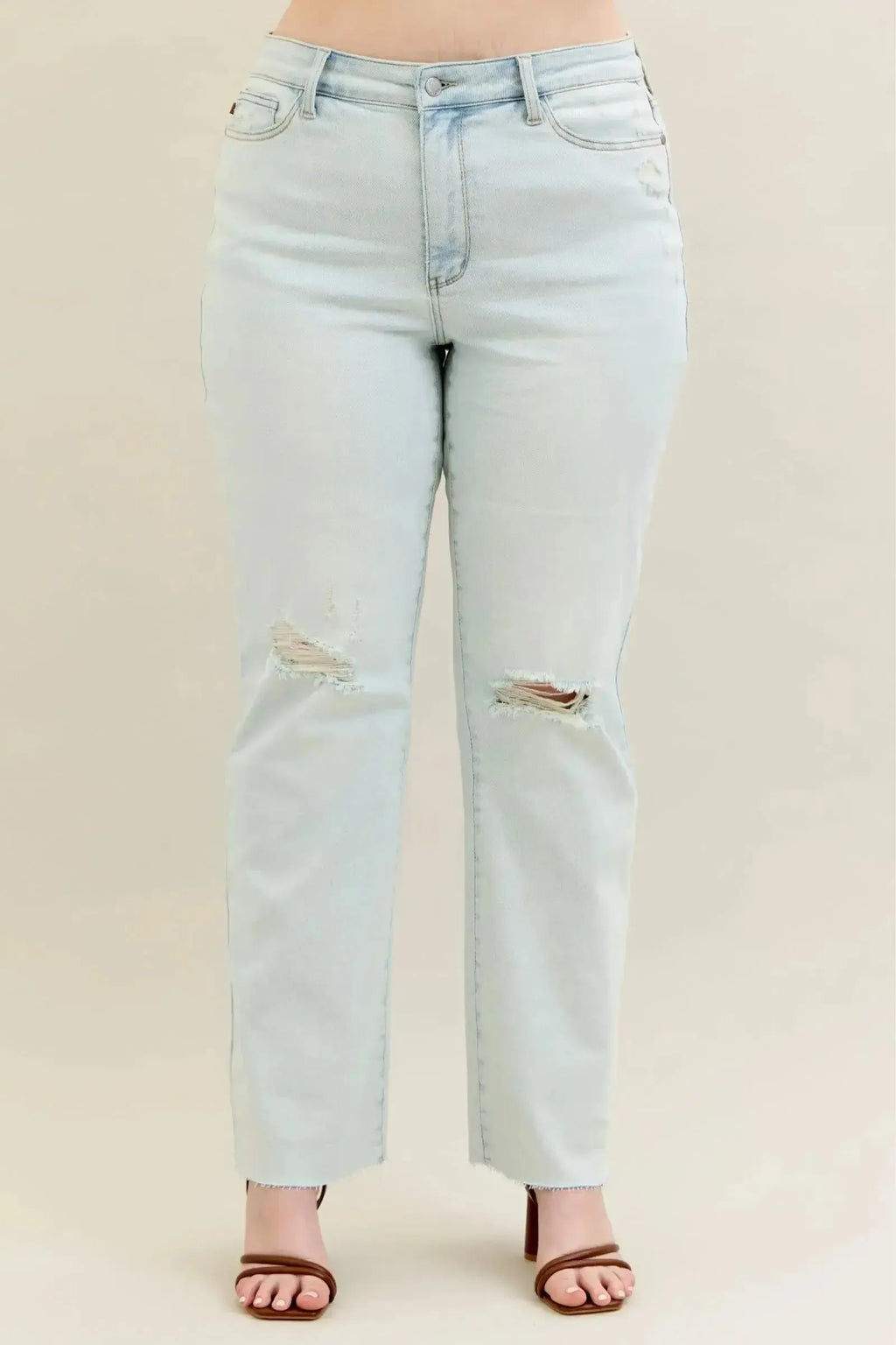Judy Blue Full Size Destroy & Fray Hem Bootcut Jeans Plus Size - DaisyDrop 
