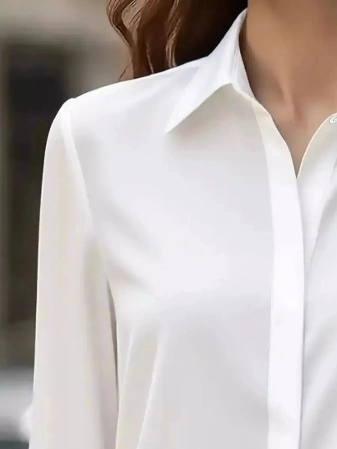 Button Down Collared Neck Long Sleeve Shirt - DaisyDrop 