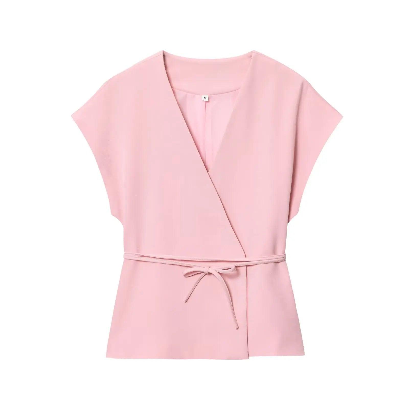 Bow tie tied top+blended pants set eprolo