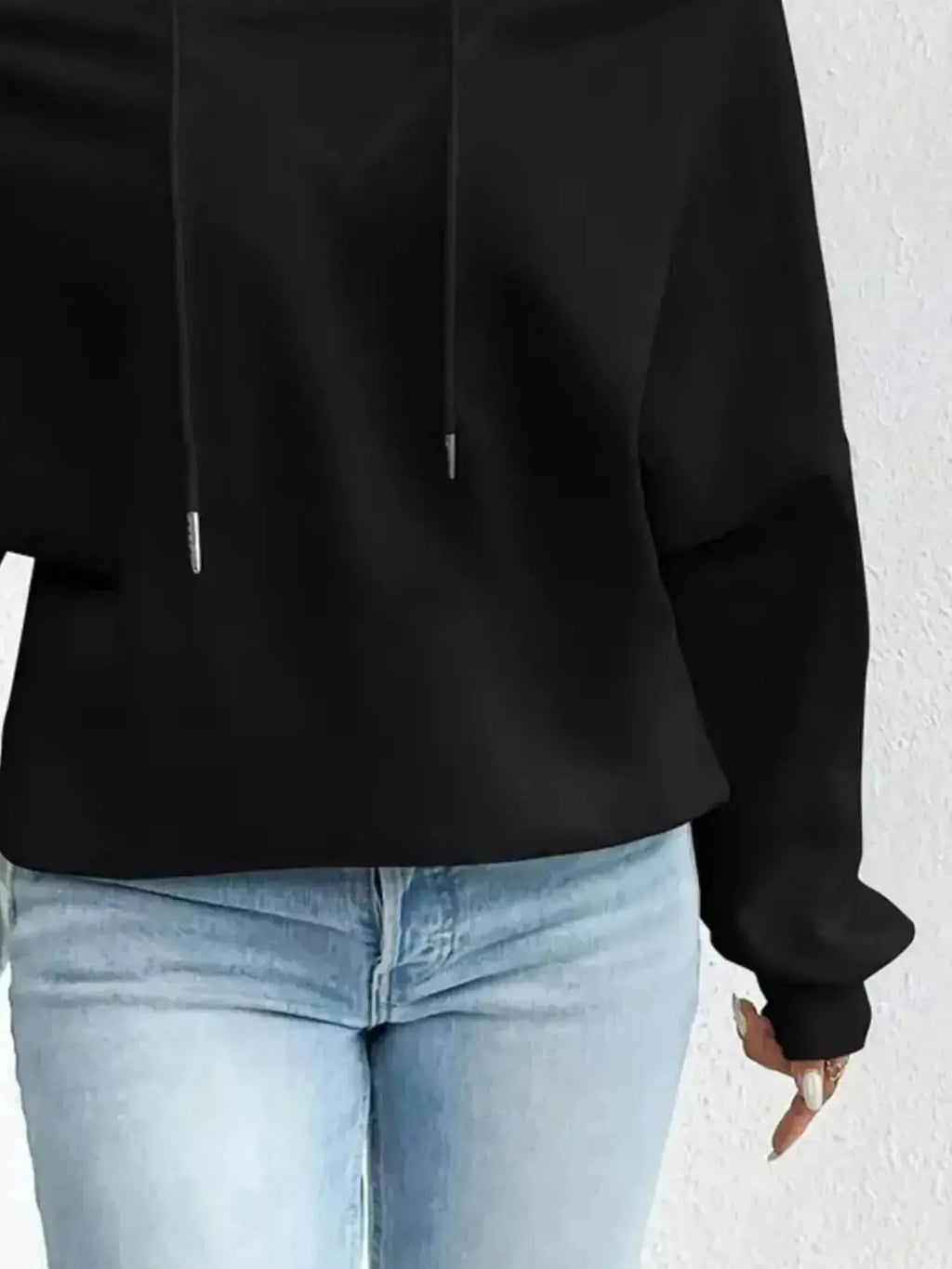 Full Size Off-Shoulder Drawstring Long Sleeve Top Plus Size - DaisyDrop 