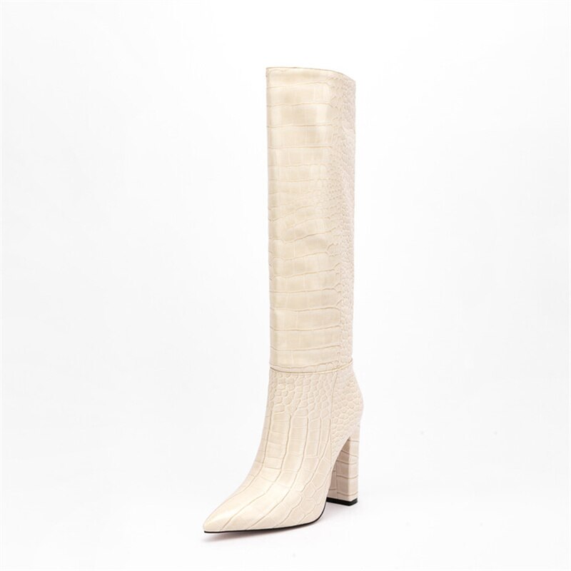 Luxury Brand Design Female Pointed Toe Knee High Boots