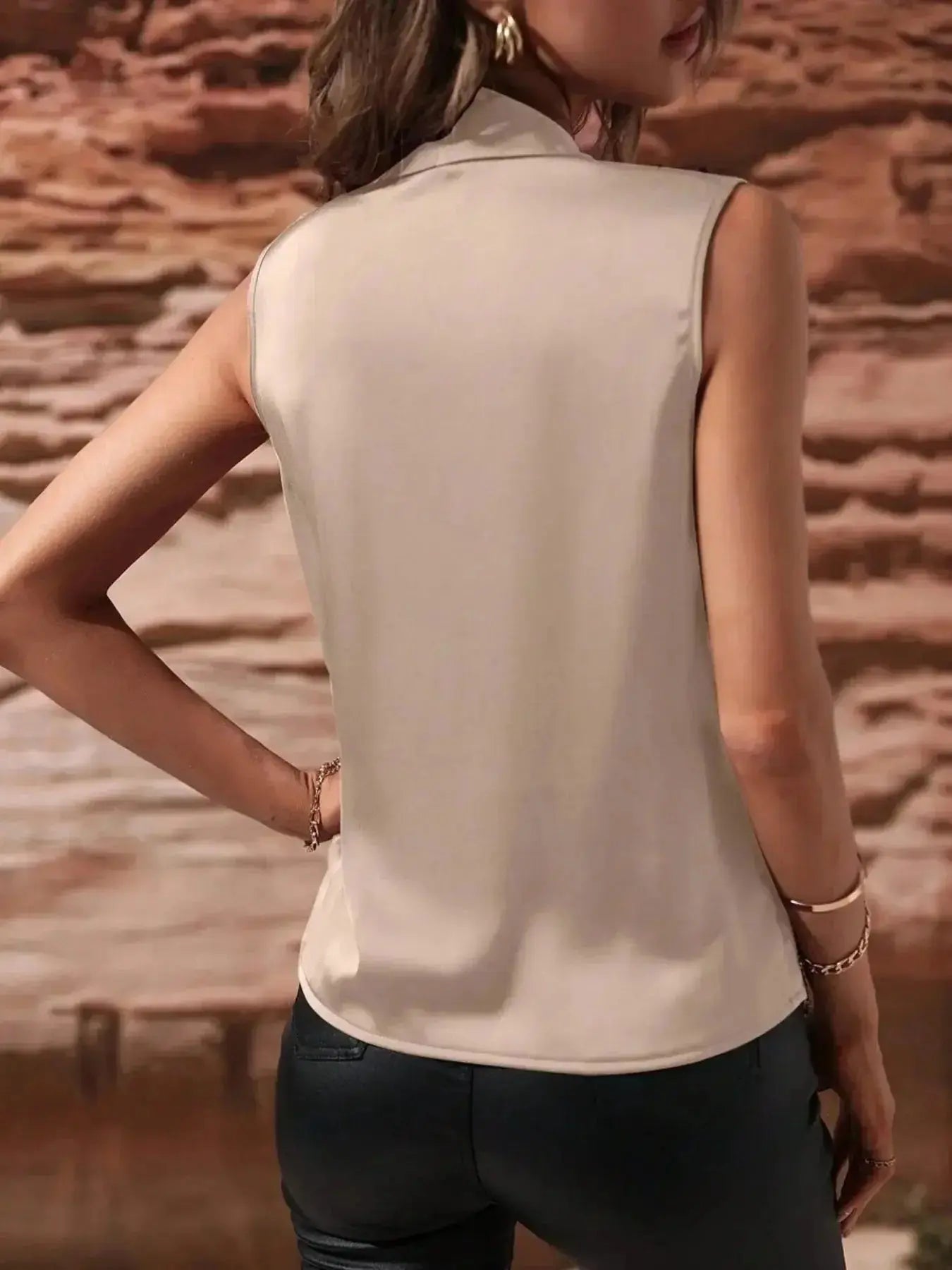 Sleeveless Wrap Draped Blouse - DaisyDrop 