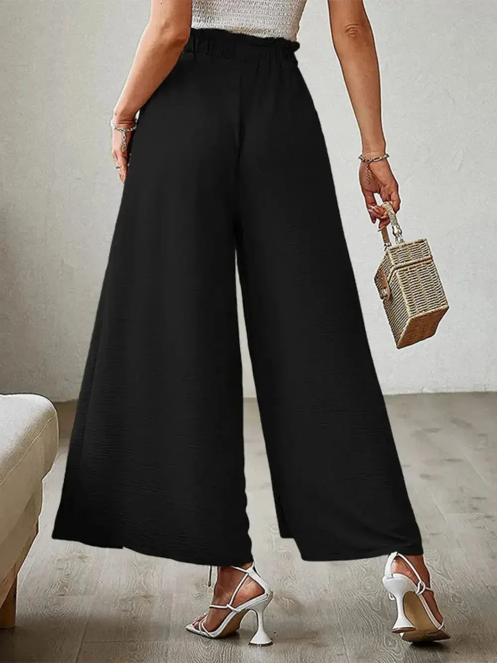 Tied Slit Wide Leg Pants - DaisyDrop 