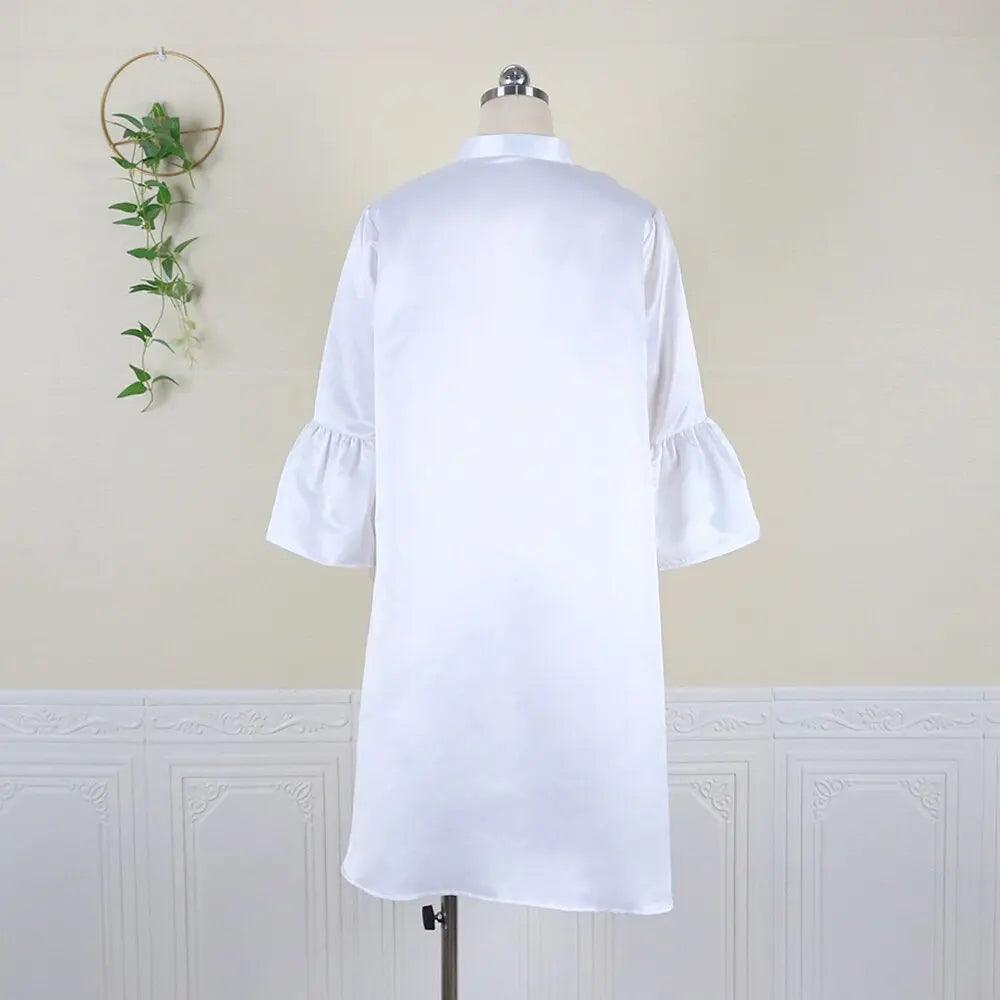 Plus Size Three Quater Lantern Sleeve Oversized Knee Length Casual Dress eprolo