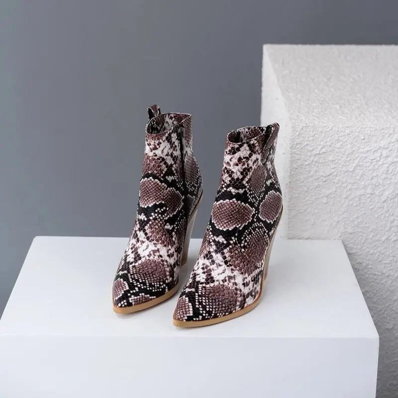 MStacchi Gold Snake Print Ankle Boots eprolo