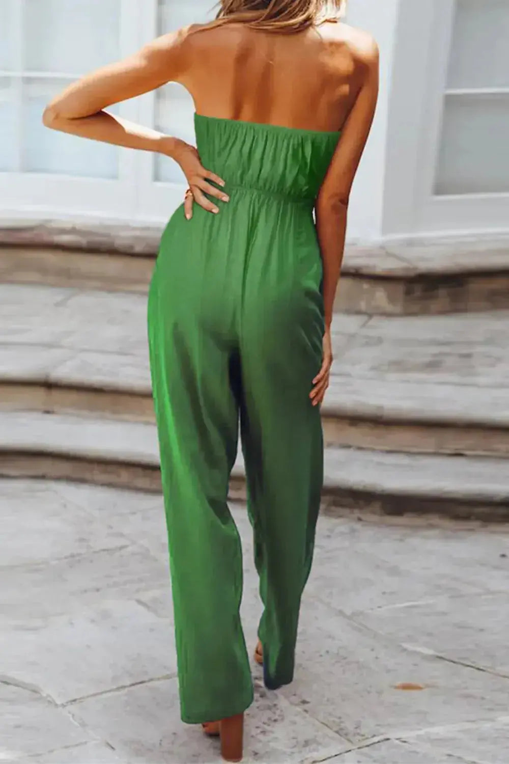 Tied Cutout Tube Wide Leg Jumpsuit - DaisyDrop 