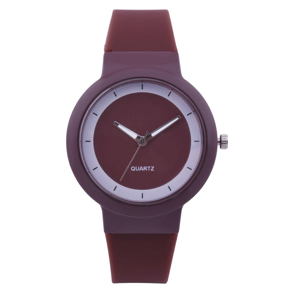 Woman Fashion Silicone Band Analog Quartz Round Watch