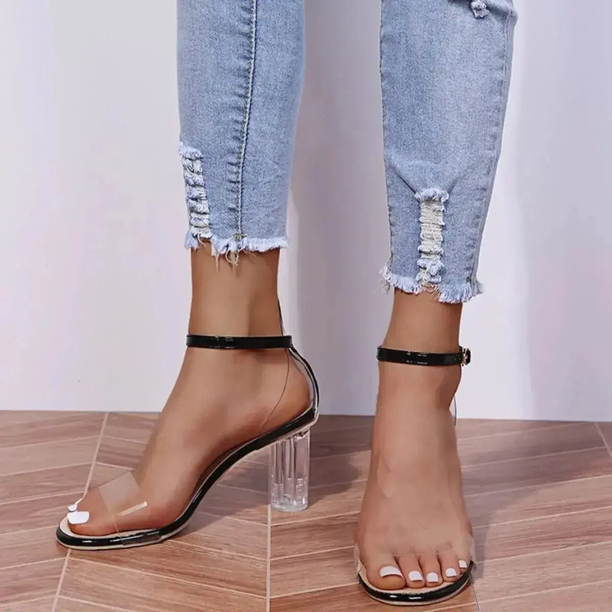 Block Heel Ankle Strap Sandals - DaisyDrop 