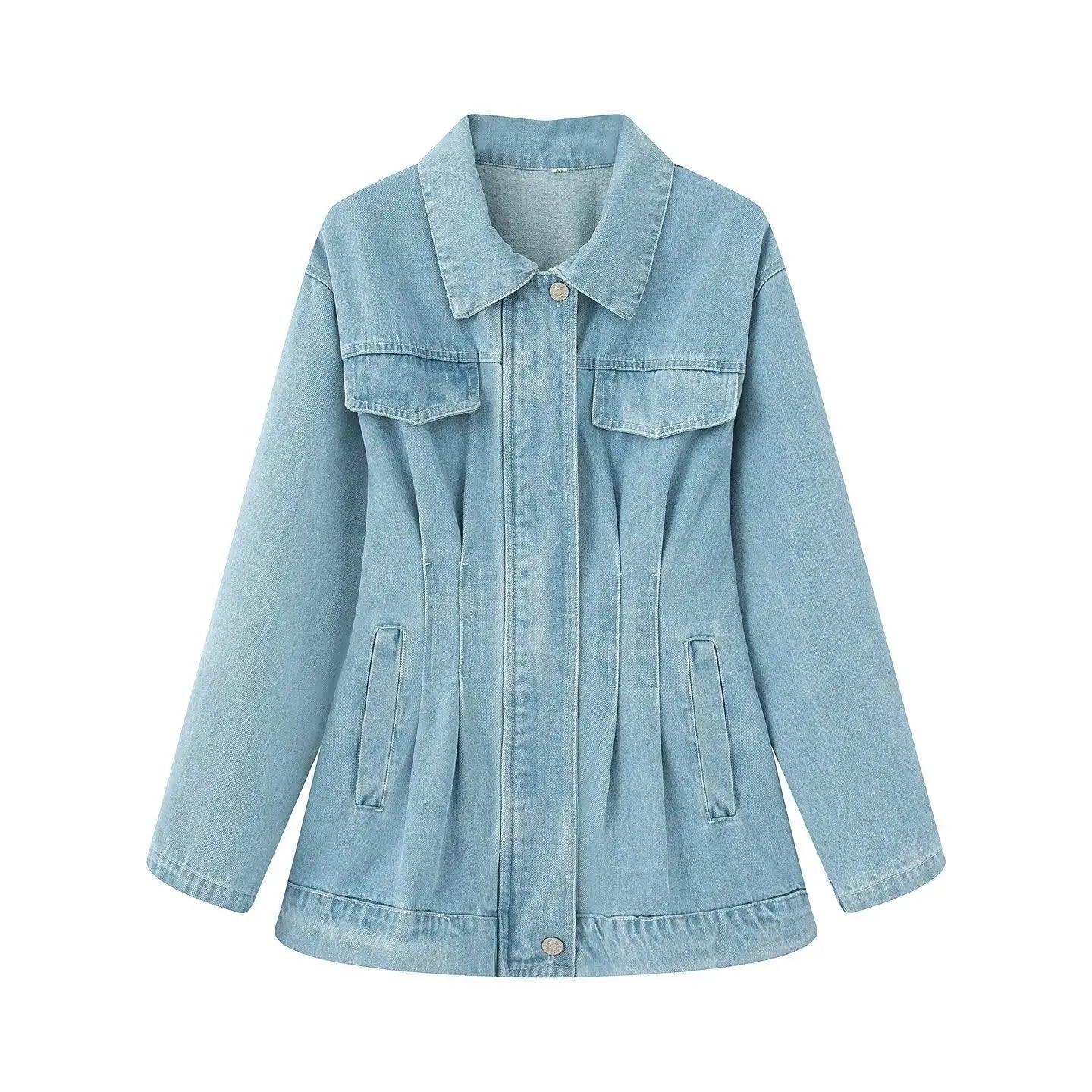 Lapel Waist-tied Denim Comfortable Jacket and Pants Set eprolo