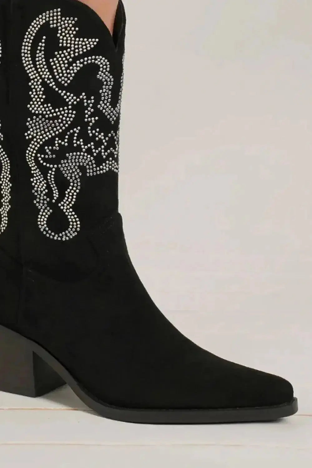 Beast Fashion Rhinestone Detail Point Toe Boots - DaisyDrop 