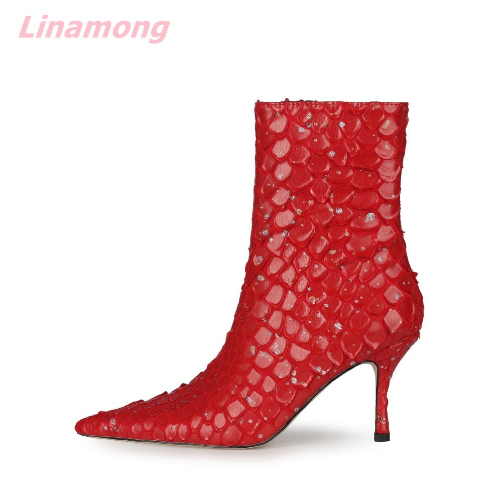 Autumn Brand Design Women Bling Boots Pointed Toe