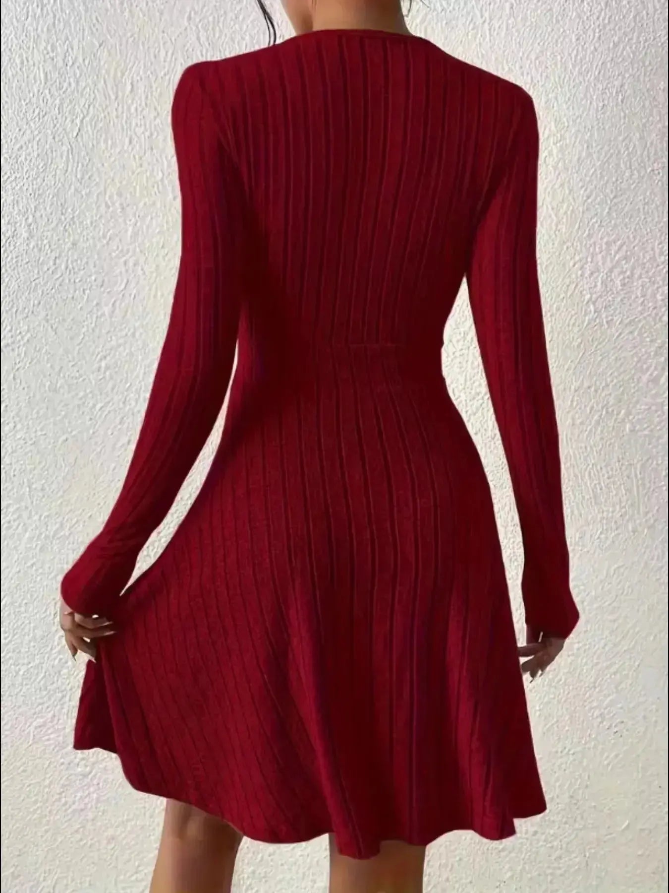 Ribbed Knit Wrap Mini Dress - DaisyDrop 