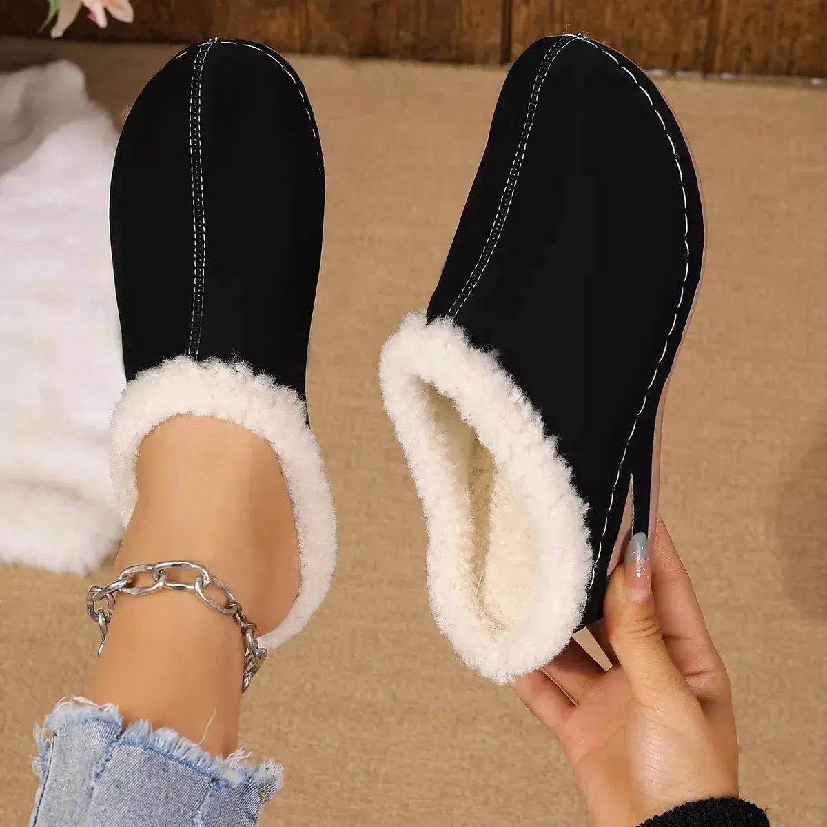 Cozy Plush Lined Wedge Slippers - DaisyDrop 