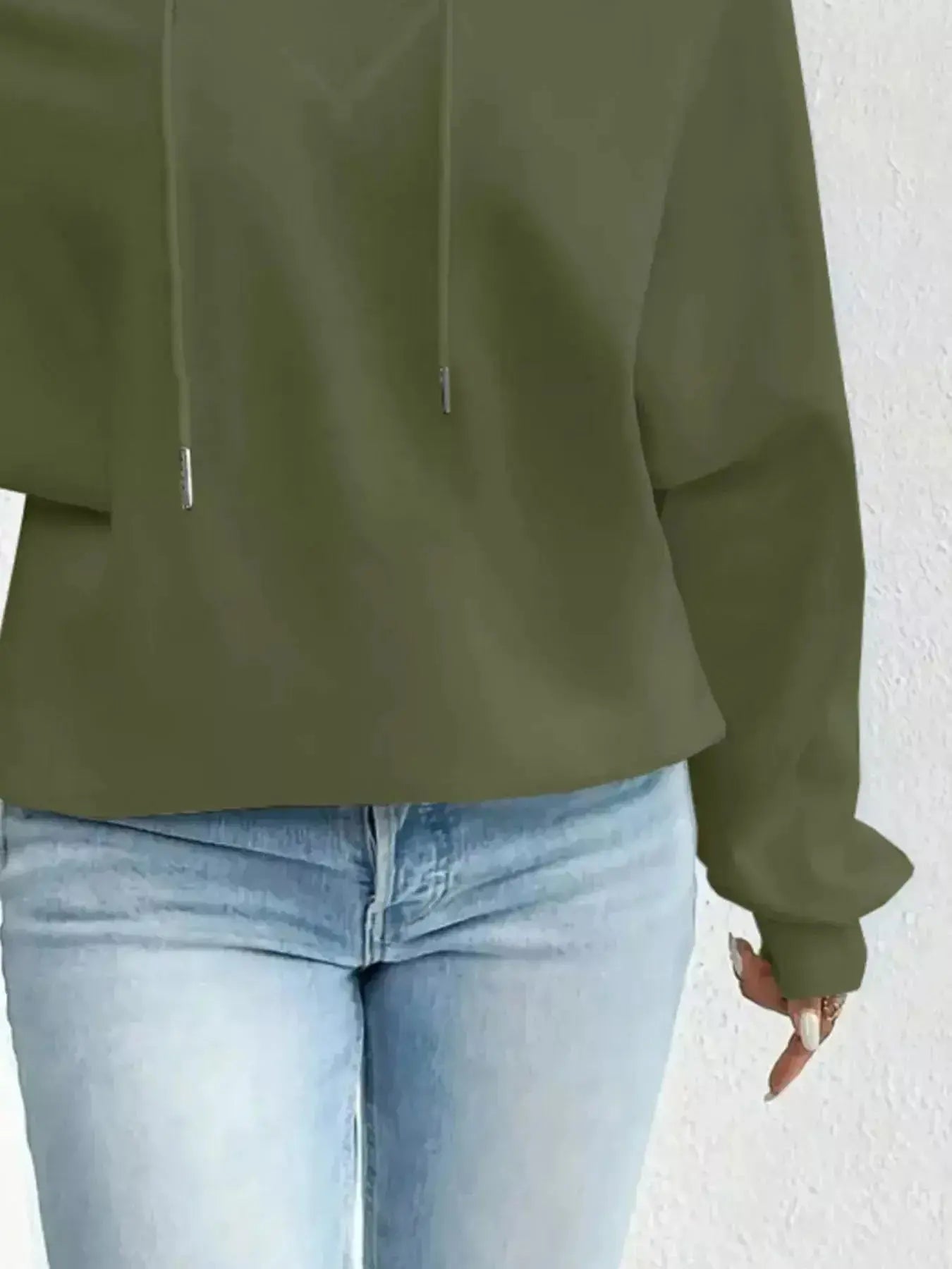 Full Size Off-Shoulder Drawstring Long Sleeve Top Plus Size - DaisyDrop 