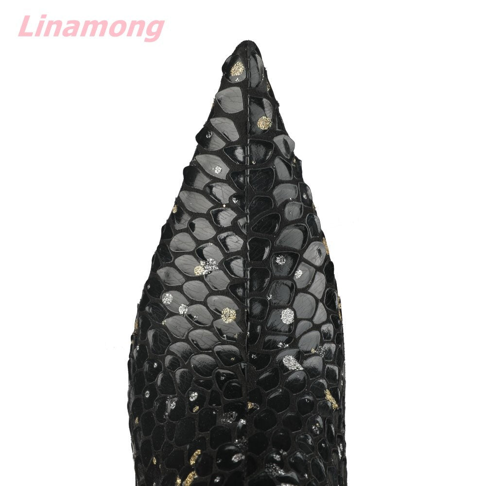 Autumn Brand Design Women Bling Boots Pointed Toe