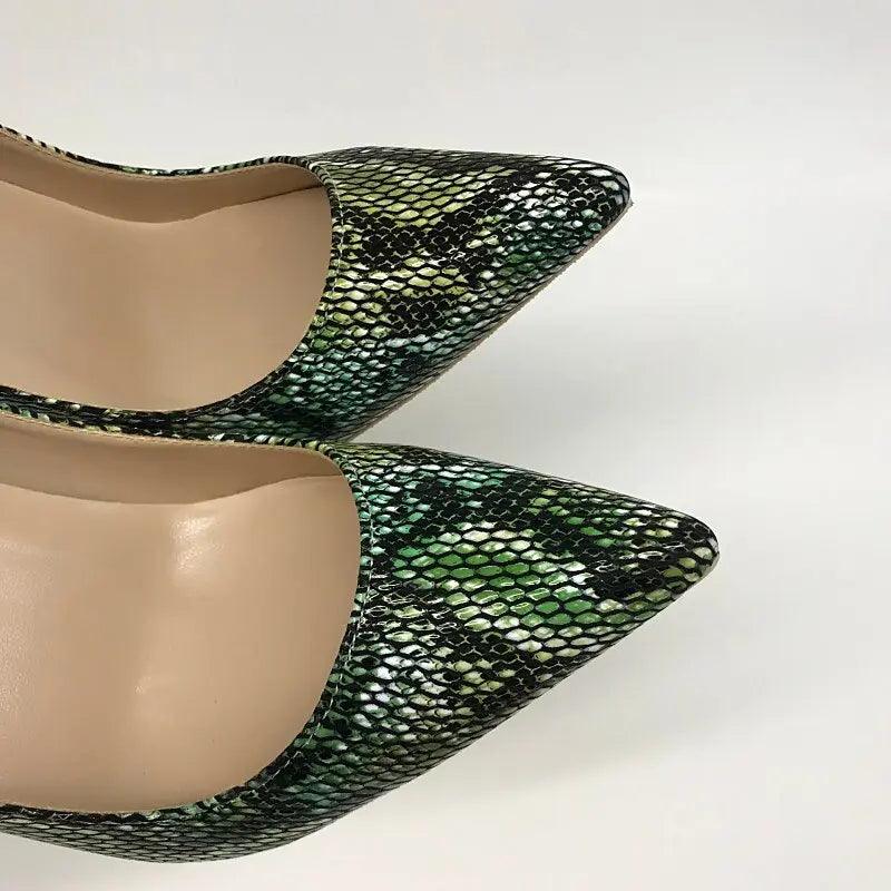 Tikicup Green Python Pattern Embossed Women Sexy Stilettos High Heels eprolo