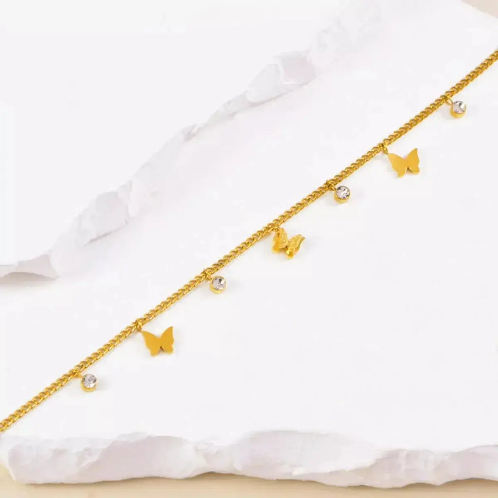 18K Gold-Plated Butterfly Charm Anklet Bracelets - DaisyDrop 