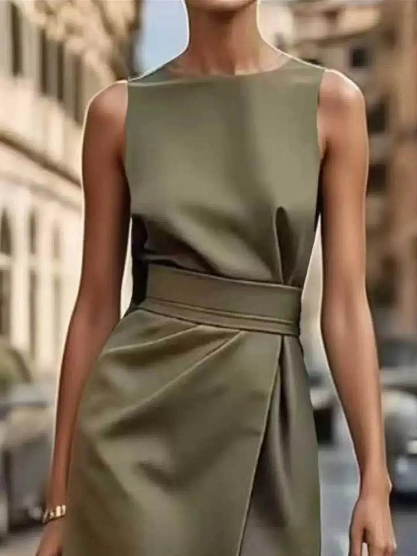 Round Neck Sleeveless Midi Dress - DaisyDrop 