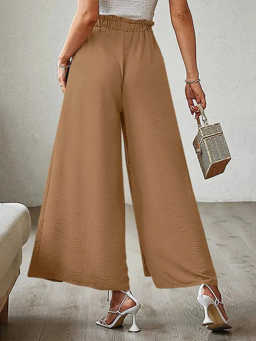 Tied Slit Wide Leg Pants - DaisyDrop 
