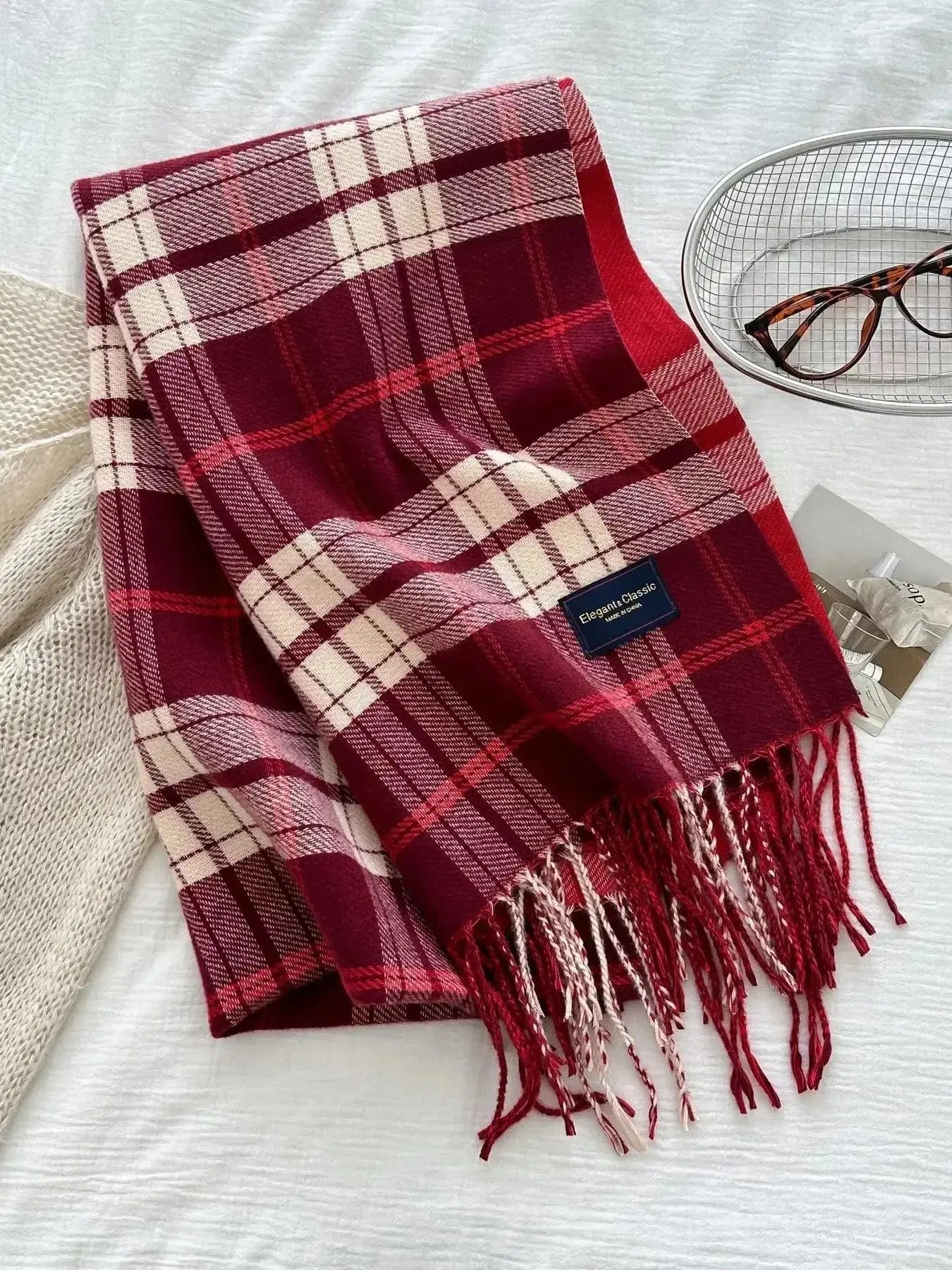 Classic Fringe Plaid Scarf - DaisyDrop 