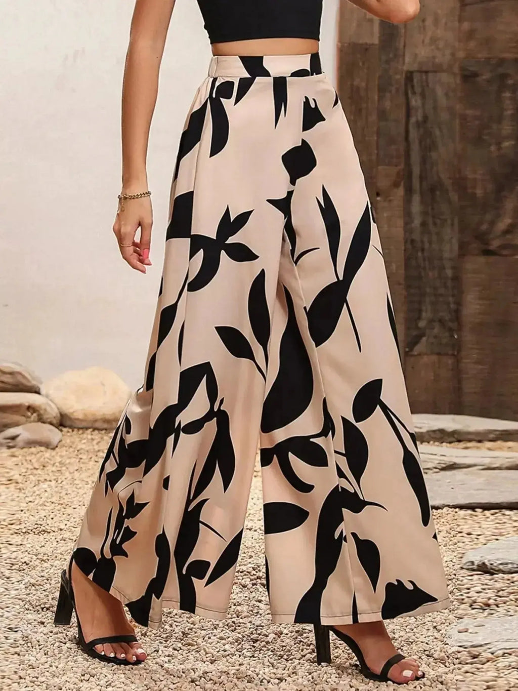 Printed Wide Leg Pants - DaisyDrop 