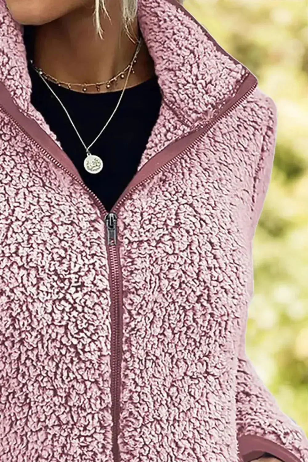 Pocketed Zip Up Turtleneck Jacket - DaisyDrop 