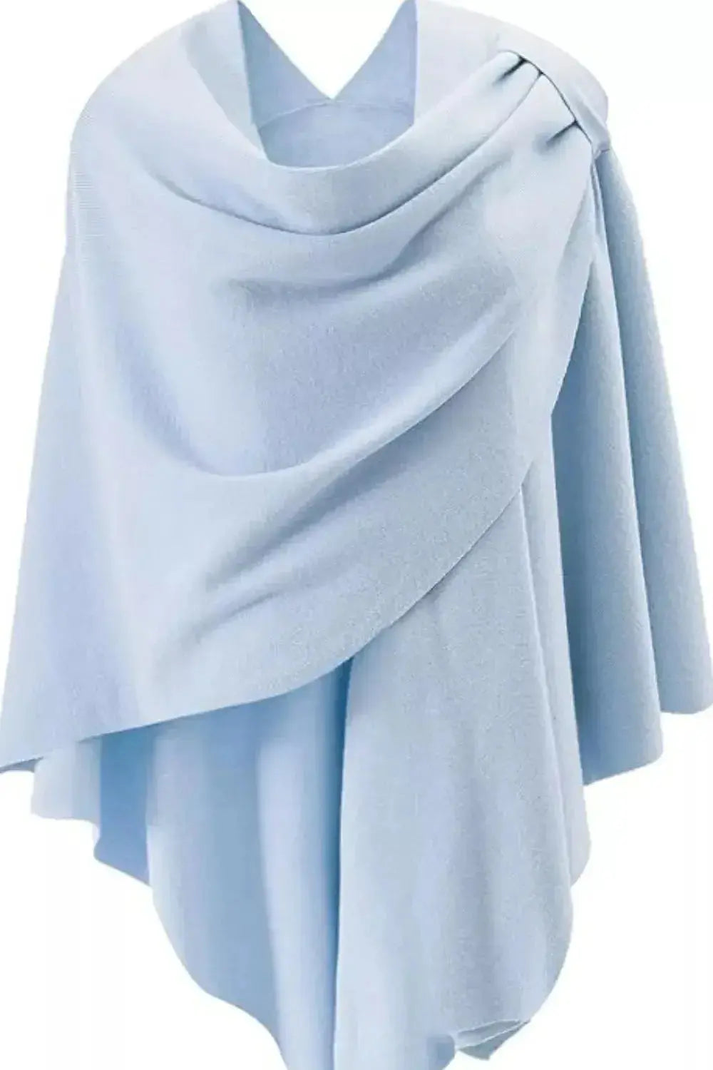 Draped Knitted Split Cape Shawl with Strap - DaisyDrop 
