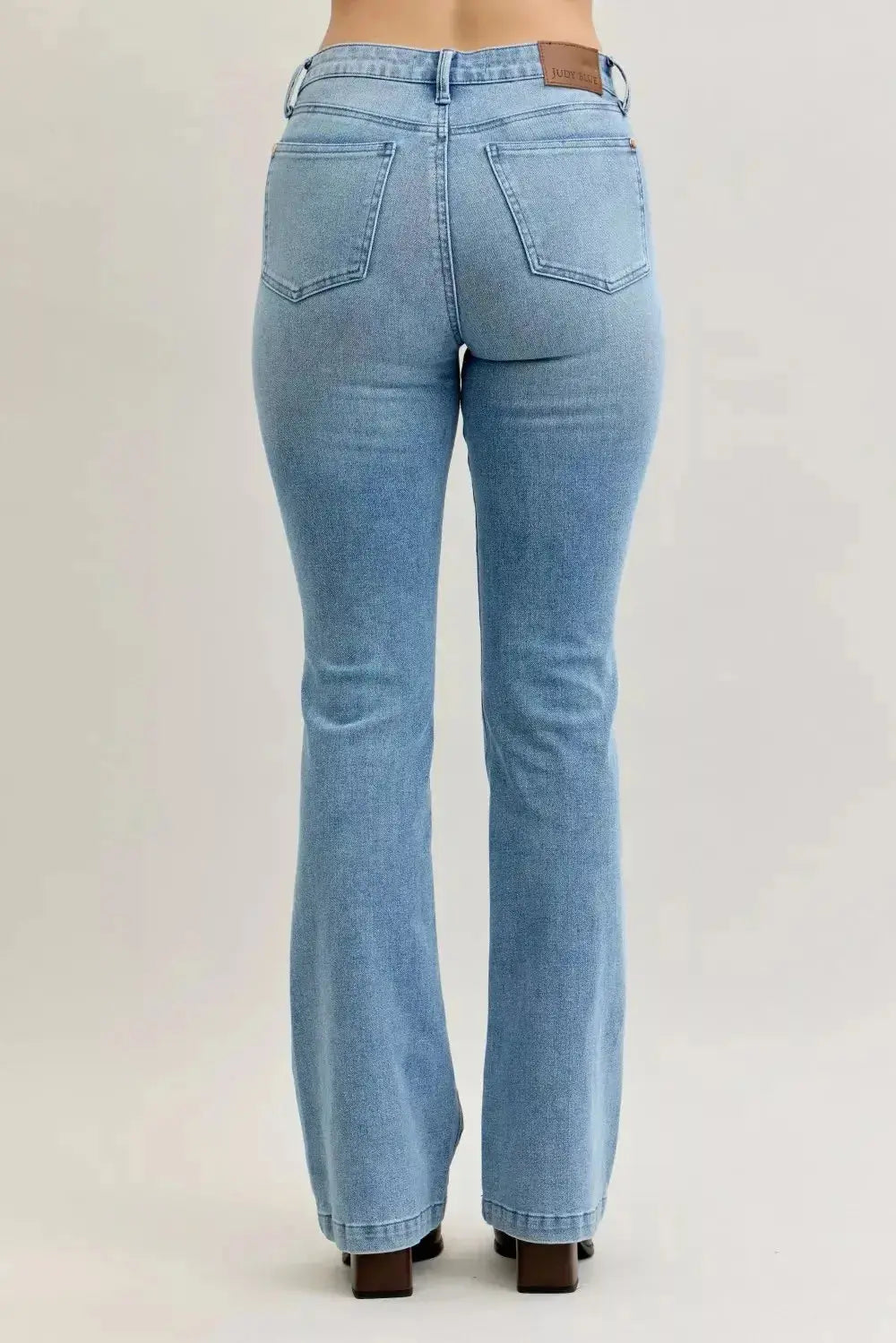 Judy Blue Full Size Mid Rise Bootcut Jeans with Contrast Wash & Front Patch Pockets Plus Size - DaisyDrop 