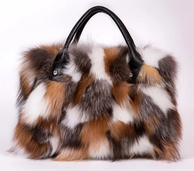 Luxury Real Fox Fur Women Handbags