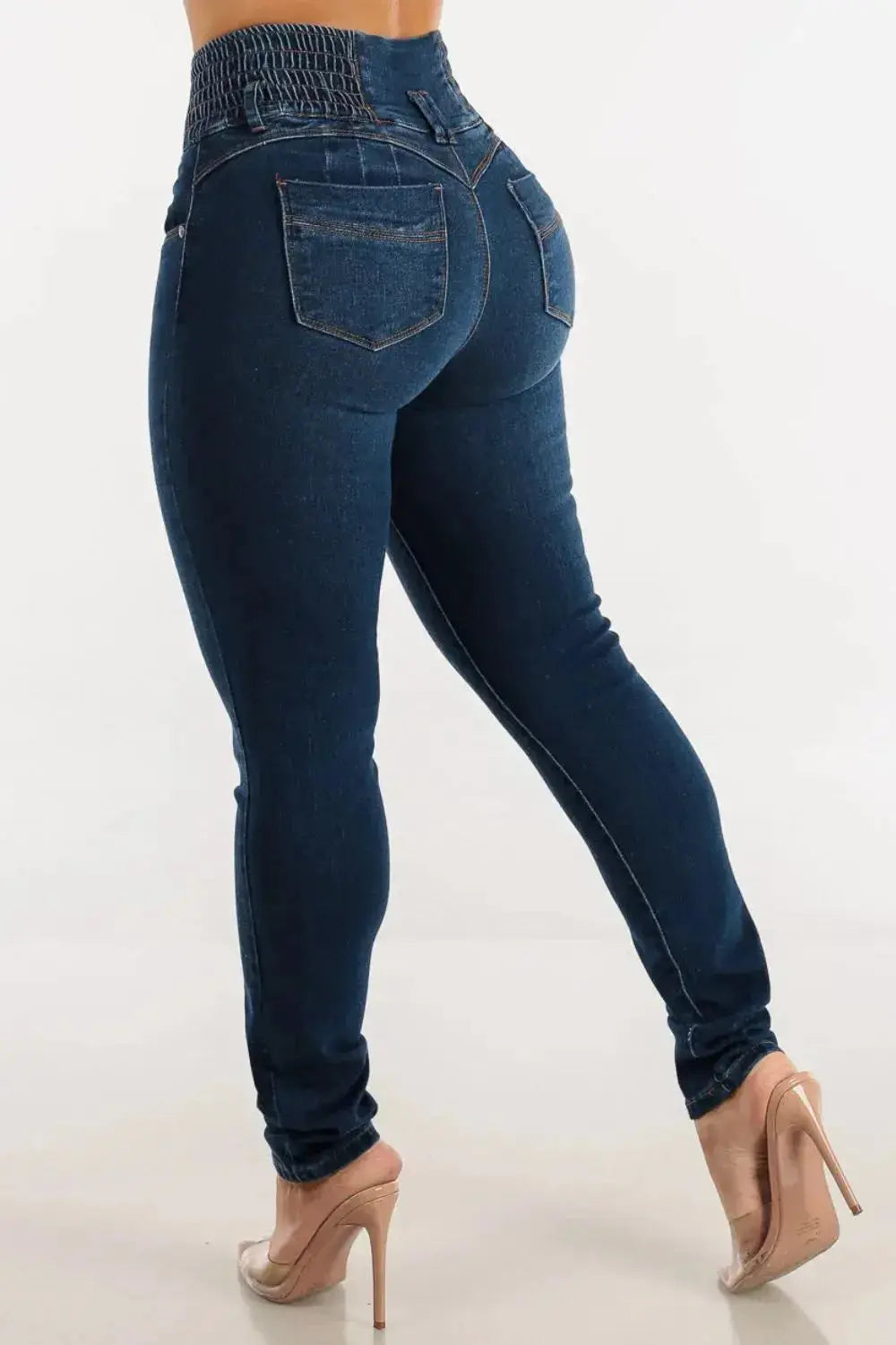 High Waist Buttoned Skinny Hip Lifting Jeans - DaisyDrop 