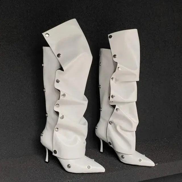 Fashion Knee High Boots Thin Heel Pointed Toe eprolo