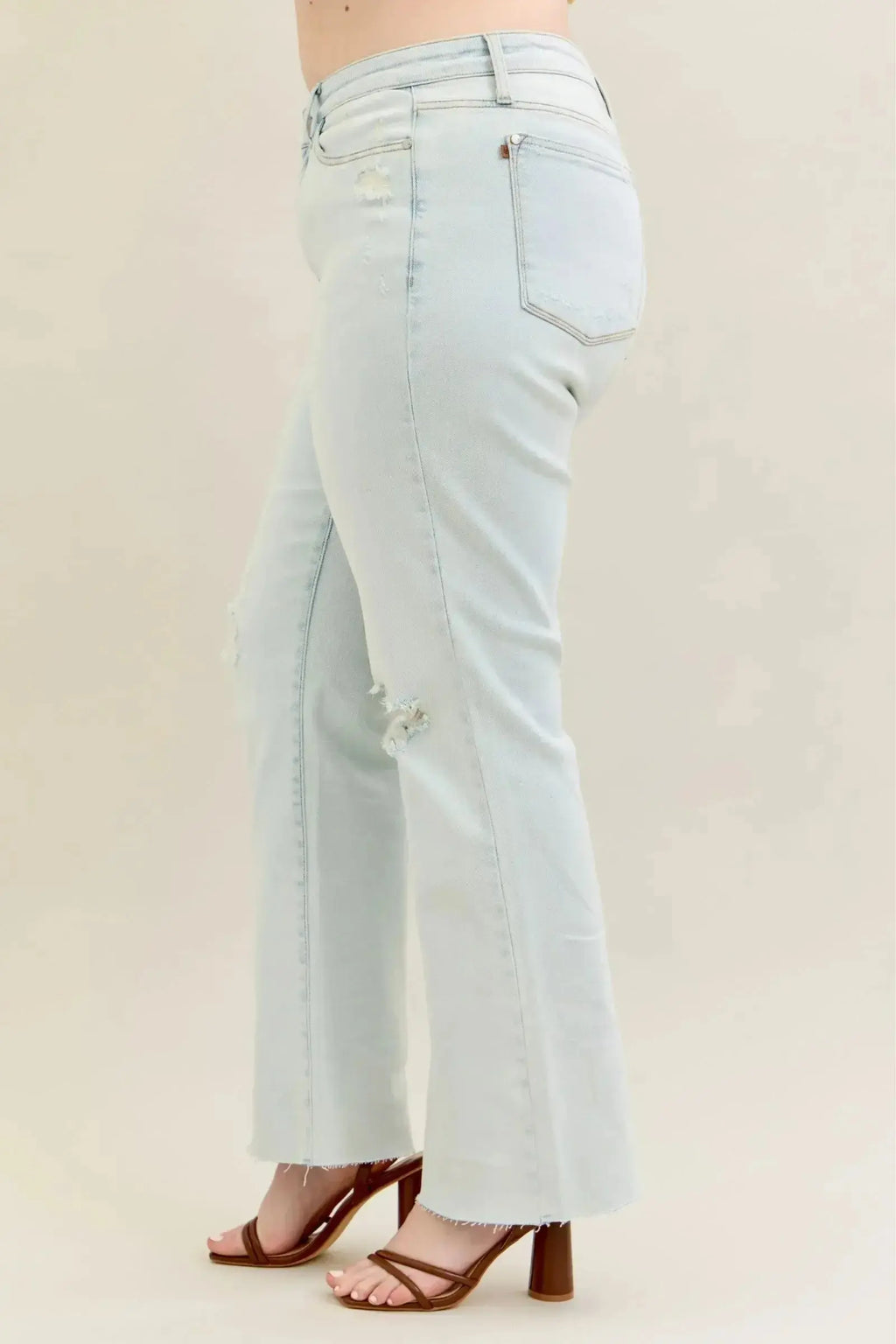 Judy Blue Full Size Destroy & Fray Hem Bootcut Jeans Plus Size - DaisyDrop 