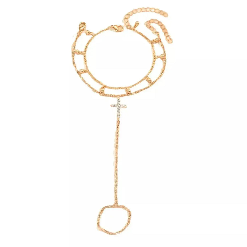 18K Gold-Plated Chain Cross Bracelet - DaisyDrop 