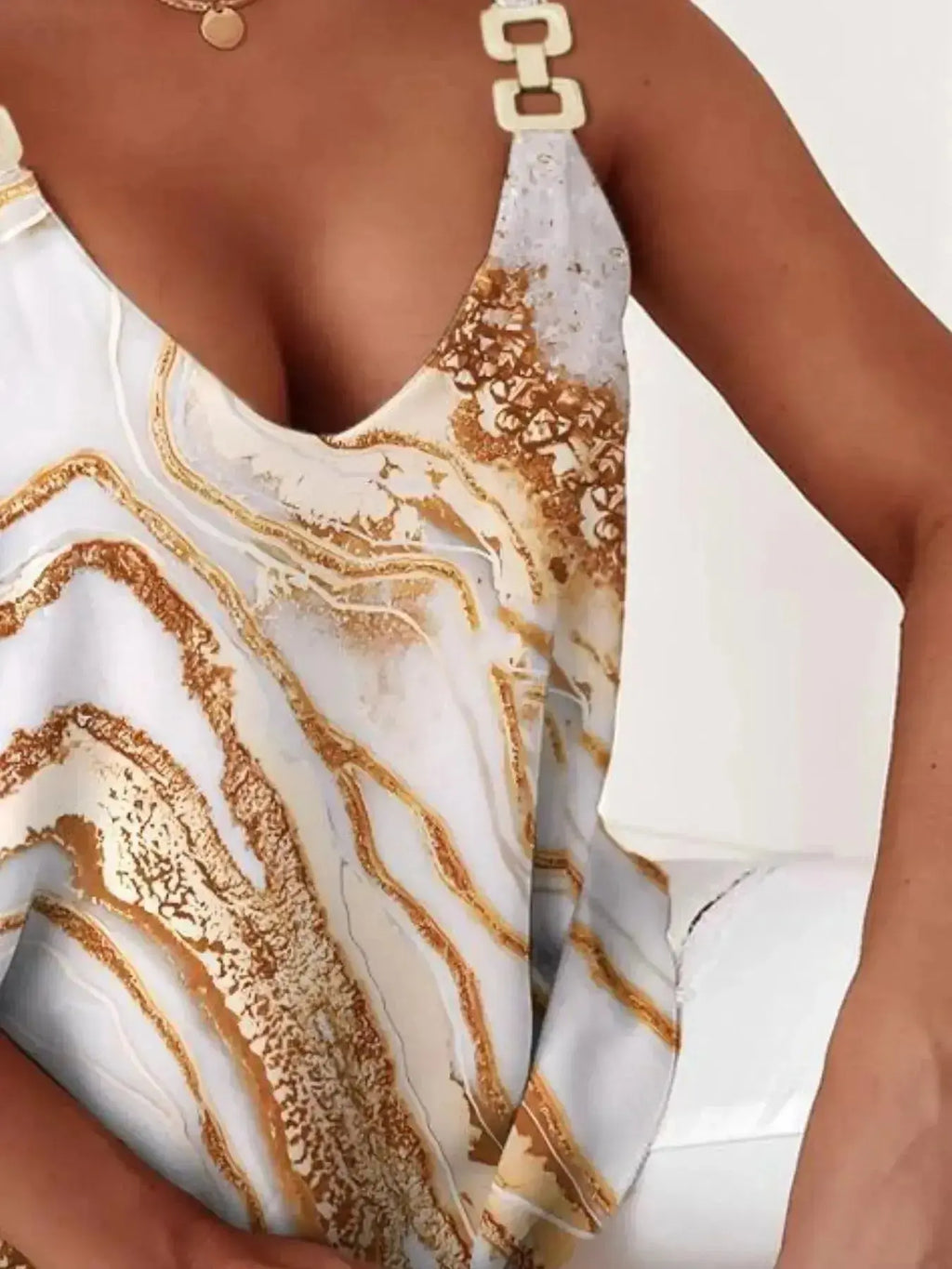 Marble Print Chain Strap Cami Top - DaisyDrop 
