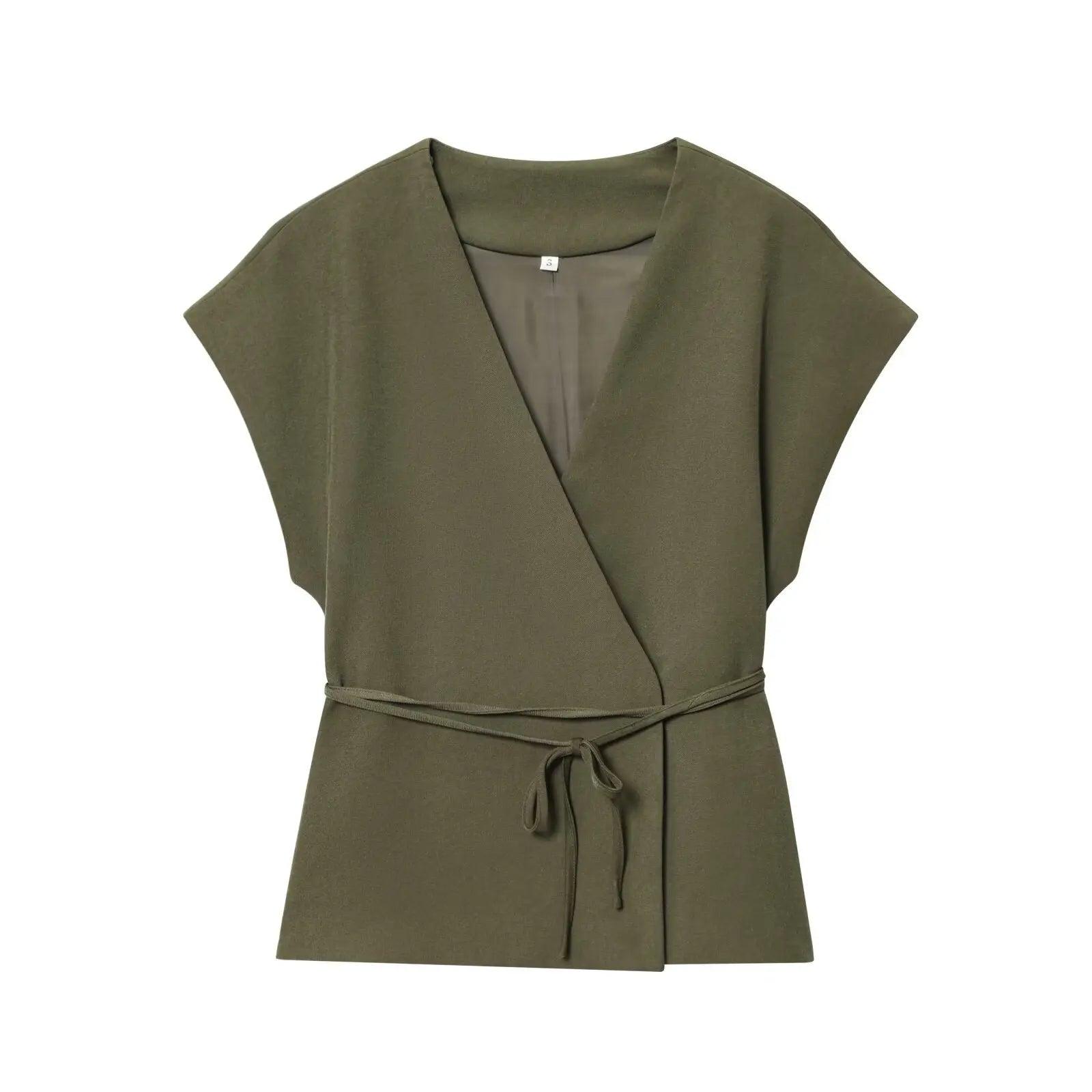 Bow tie tied top+blended pants set eprolo