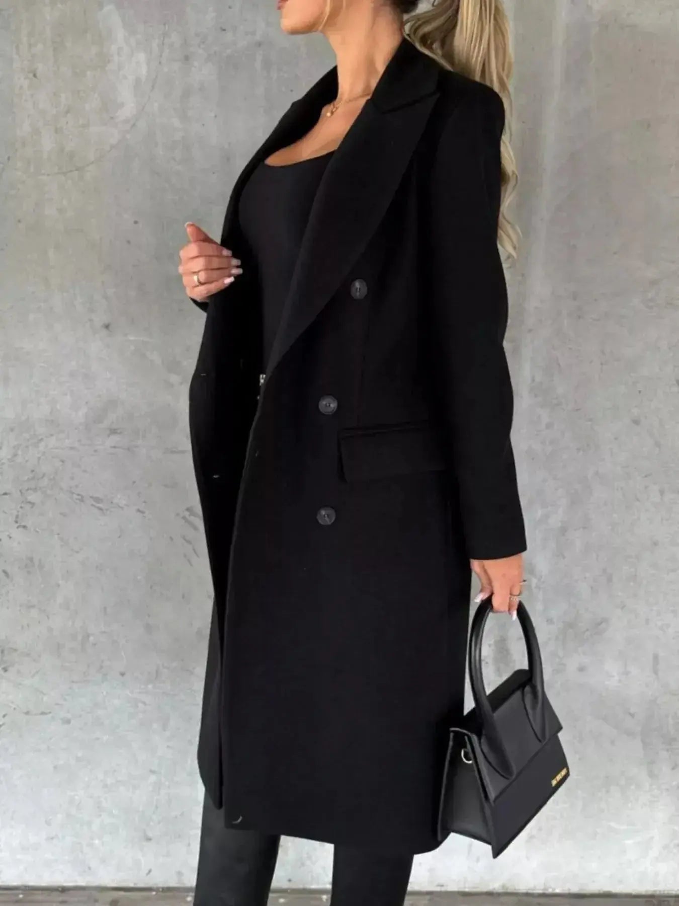 Double-Breasted Longline Coat - DaisyDrop 