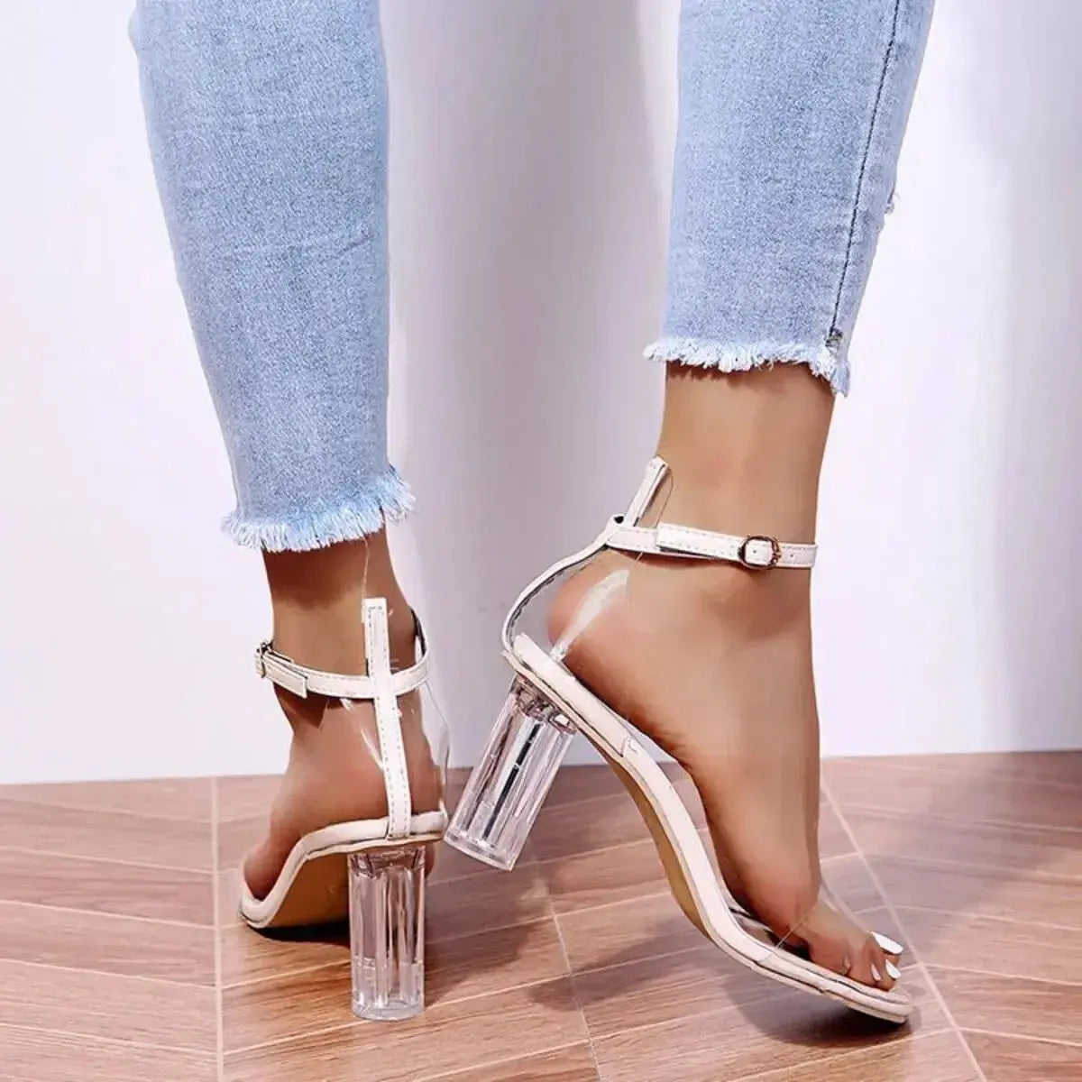 Block Heel Ankle Strap Sandals - DaisyDrop 