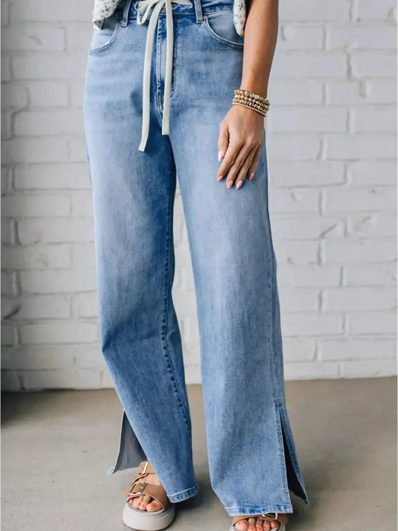 Slit Wide Leg Jeans - DaisyDrop 