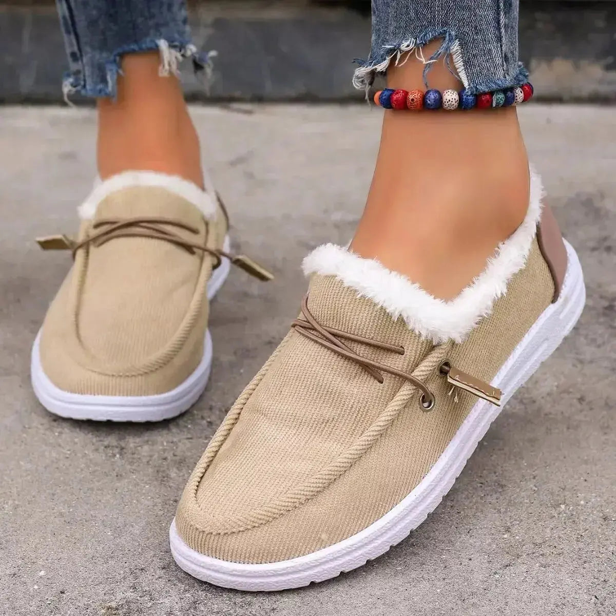 Faux Fur Lined Slip-Ons - DaisyDrop 