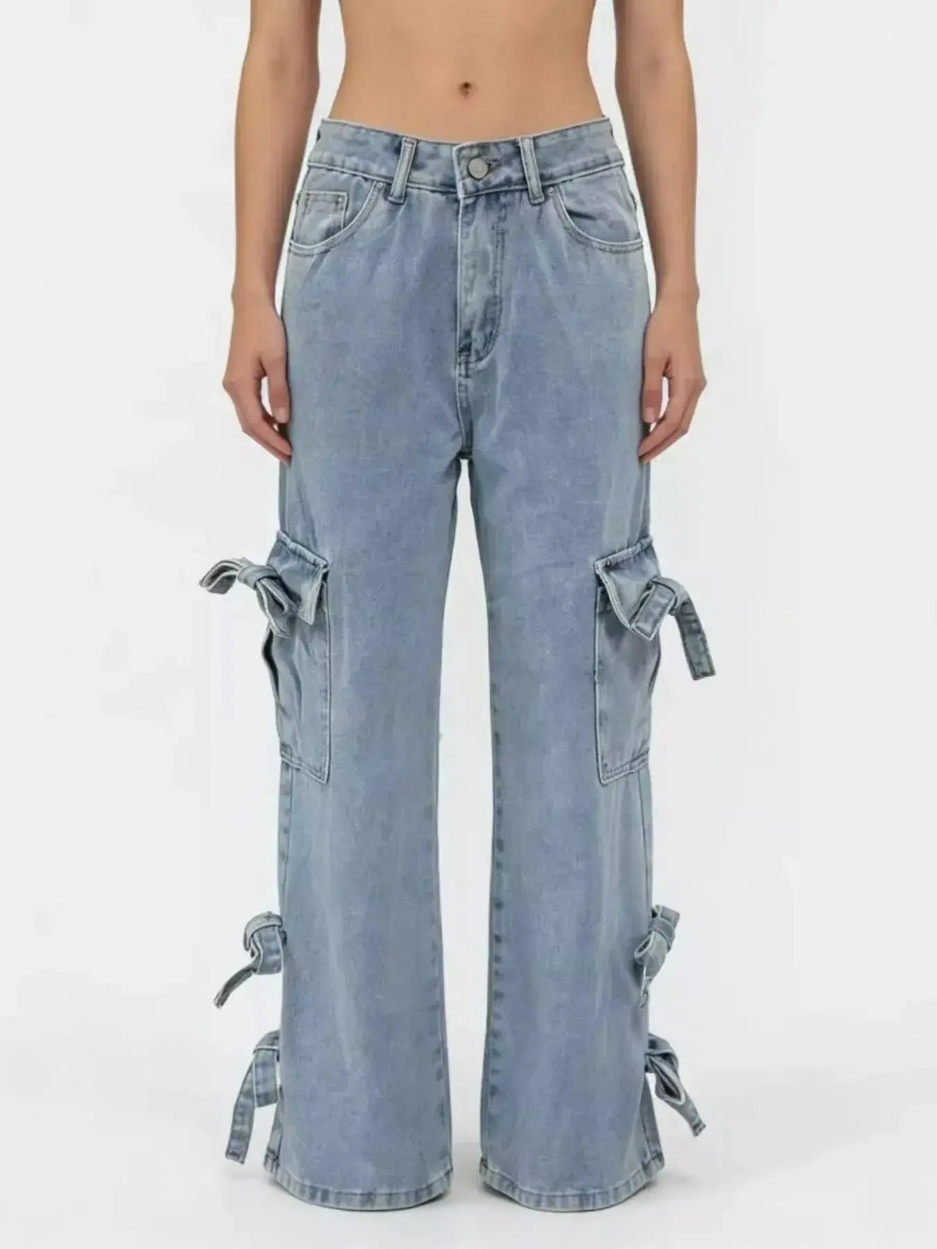 Bow Wide Leg Jeans - DaisyDrop 