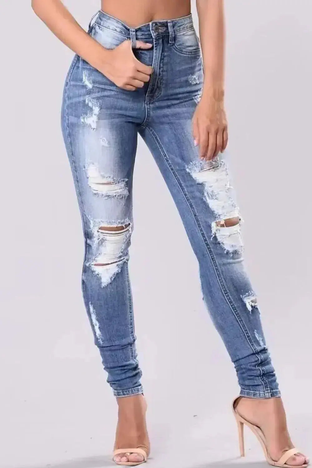 Full Size Distressed Skinny Jeans Plus Size - DaisyDrop 