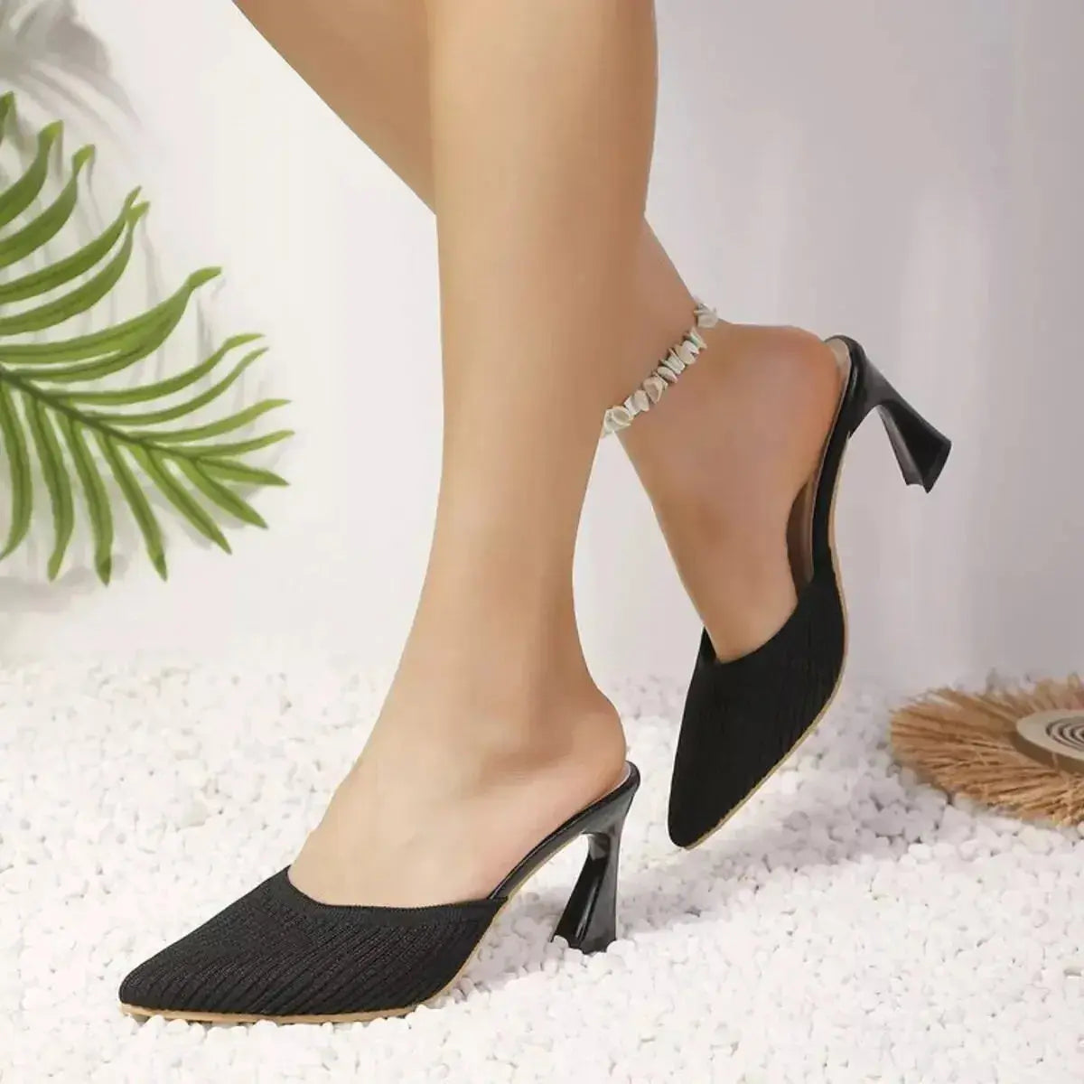 Point Toe Flare Heels Sandals - DaisyDrop 