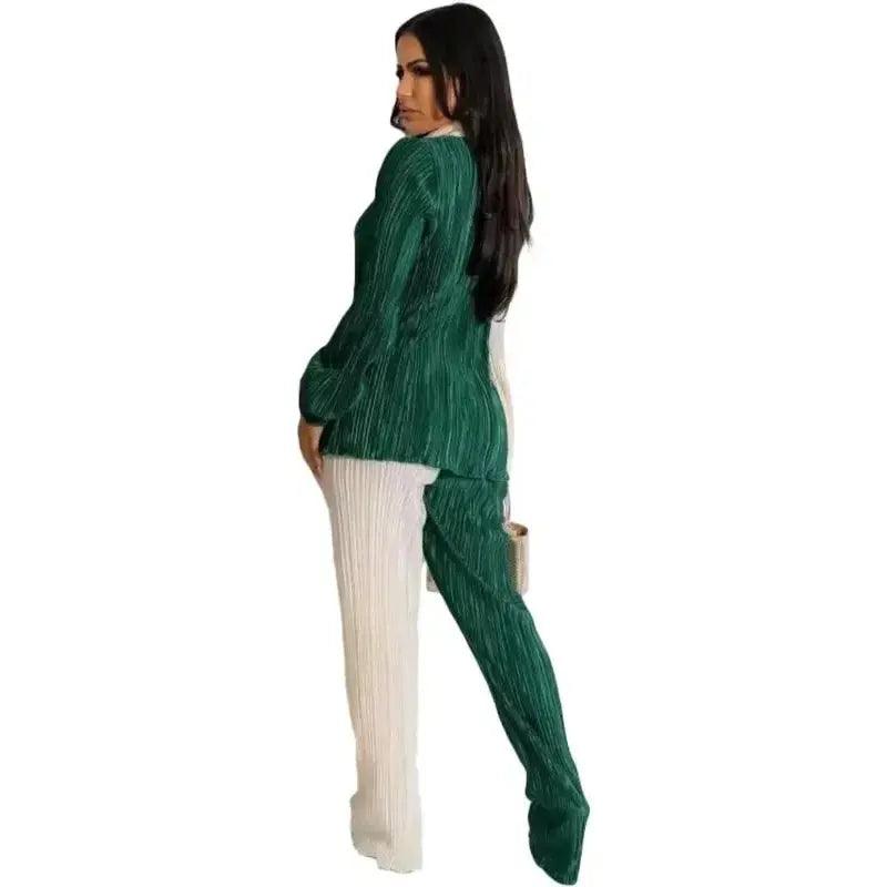 Long Sleeve V-neck Polyester Matching Set eprolo