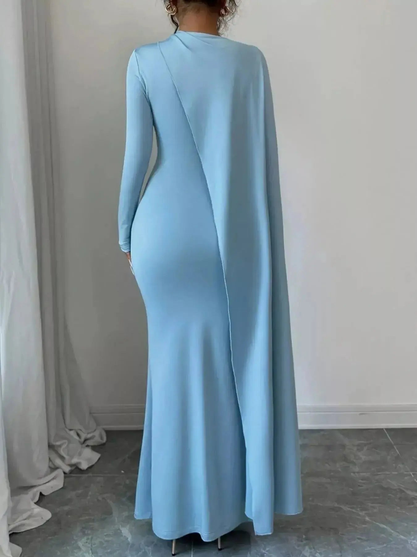 Ruched Long Sleeve Maxi Dress - DaisyDrop 