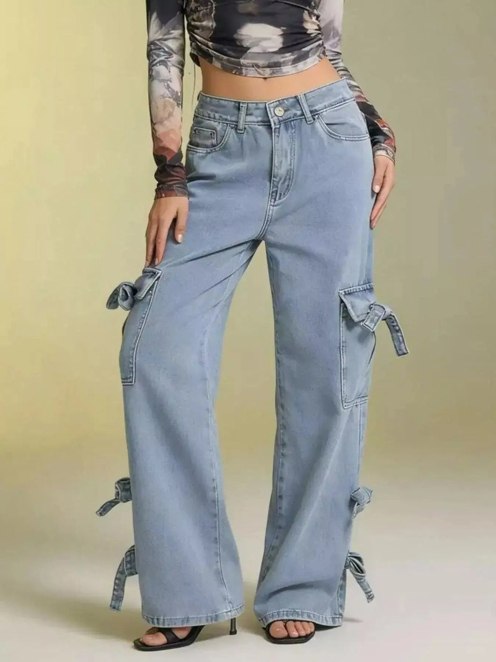 Bow Wide Leg Jeans - DaisyDrop 