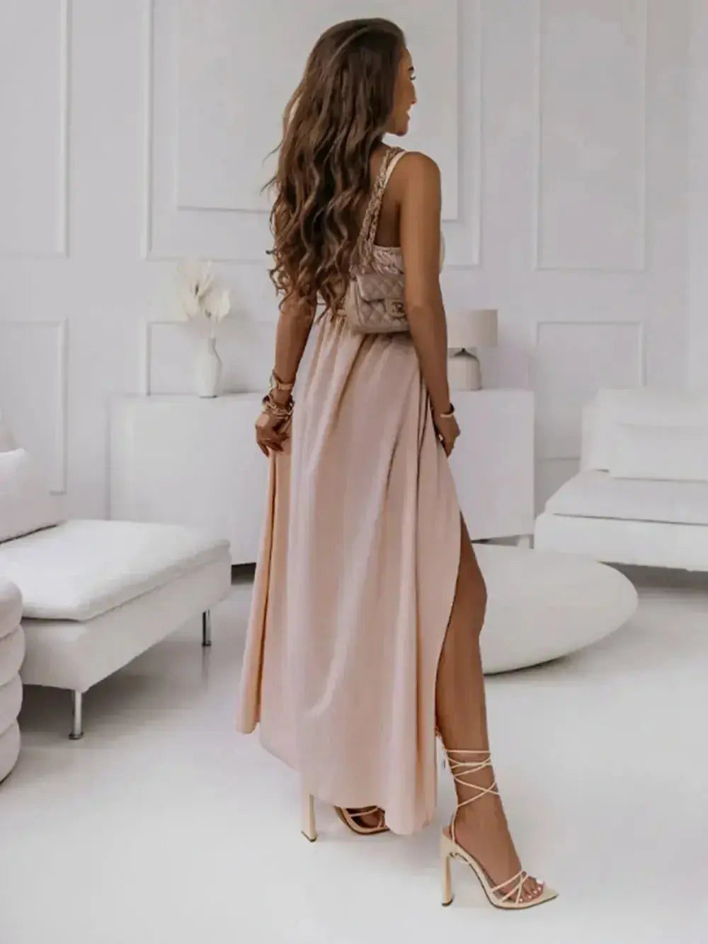 Honey Tied Surplice Sleeveless Midi Cami Dress - DaisyDrop 