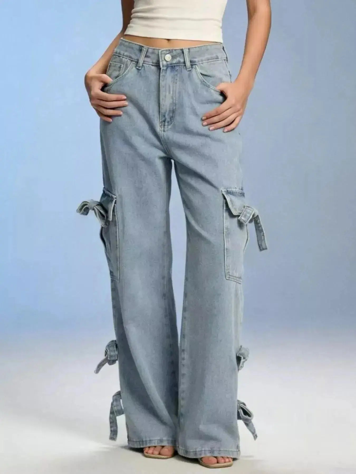 Bow Wide Leg Jeans - DaisyDrop 