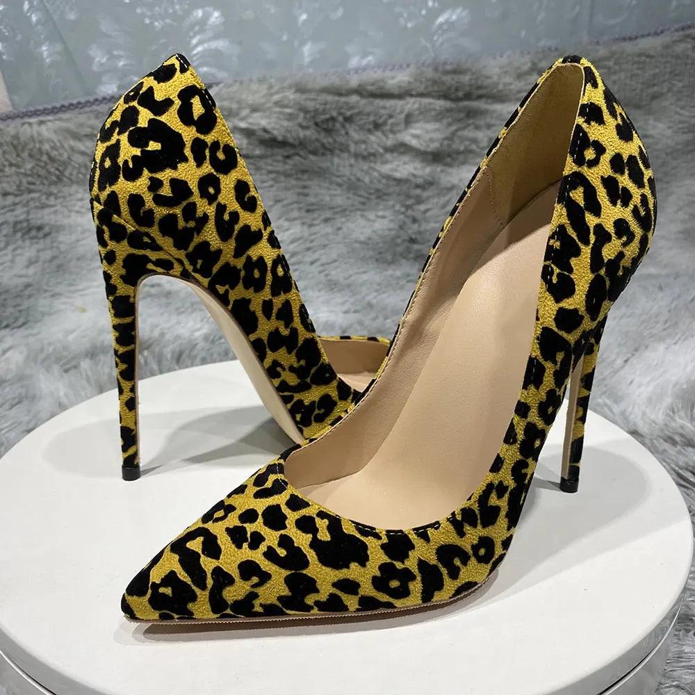 Synthetic Suede Flock Leopard Pointy Toe eprolo