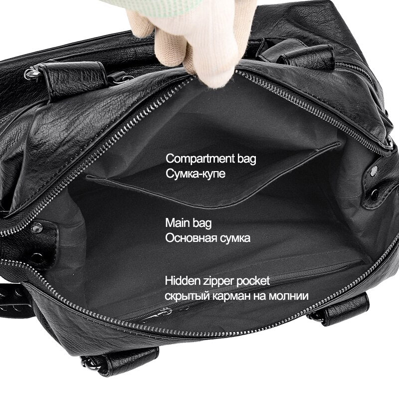 Large Capacity Latest Sheepskin Leather Women's Handbag